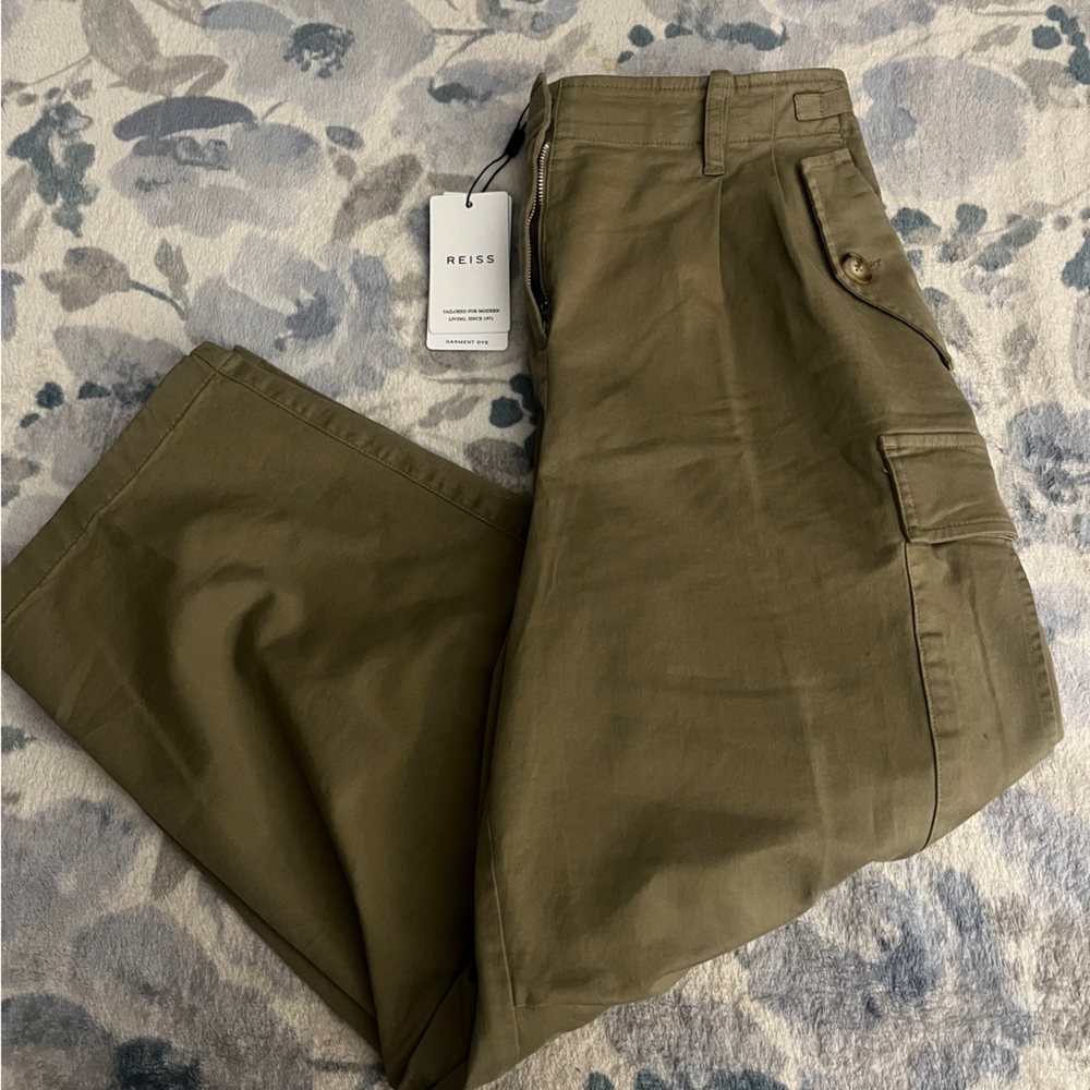 Reiss Women's Wide Leg Ankle Pants - Olive